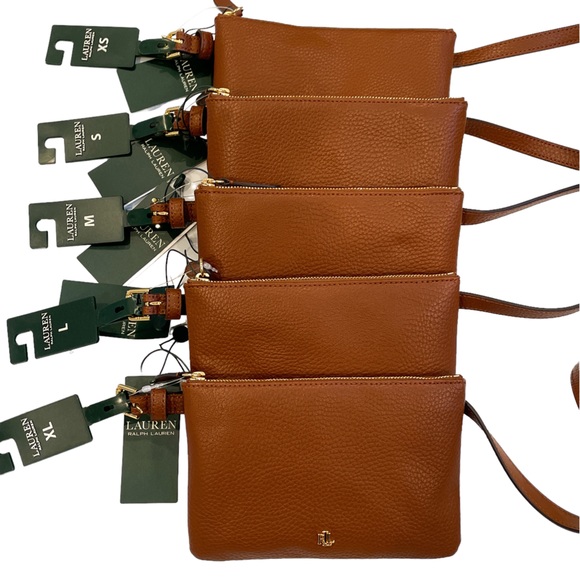 LAUREN RALPH LAUREN Logo Pebbled Faux Leather Belt Bag - Brown / Gold NWT - Picture 3 of 4